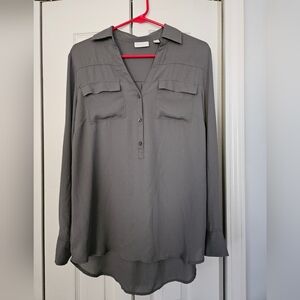 Women's Gray Button-Up Blouse